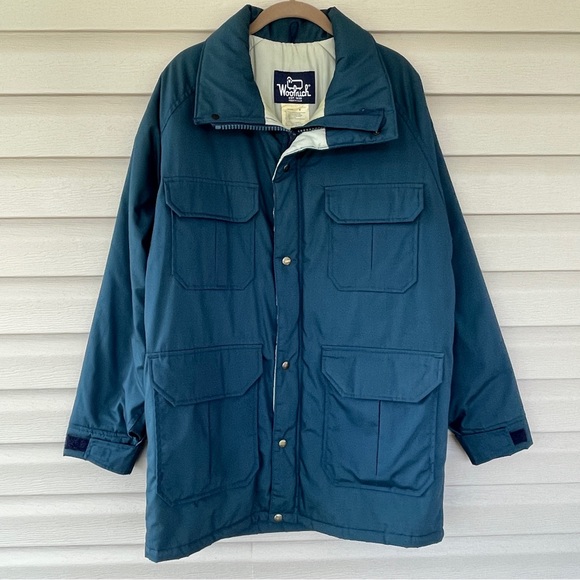 Woolrich Vintage Mens Blue Parka Puffy Coat Winter Thinsulate
